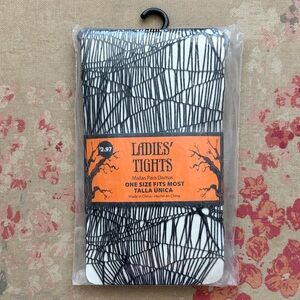 NEW Black Spider Web Halloween Tights, One Size, Nylon Spandex, Fits 4’10”-5’10”